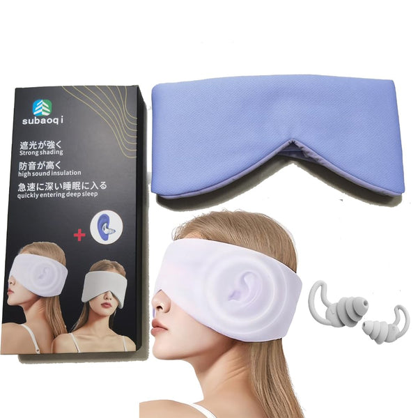 Silk Eye Sleep Mask for Sleeping Women Men Blackout Blindfold Eye Mask+soundproof Earplugs Rest Like A Deaf or Blind Person Cooling Eye Satin Mask for Travel Night Best Sleep Mask (Purple)