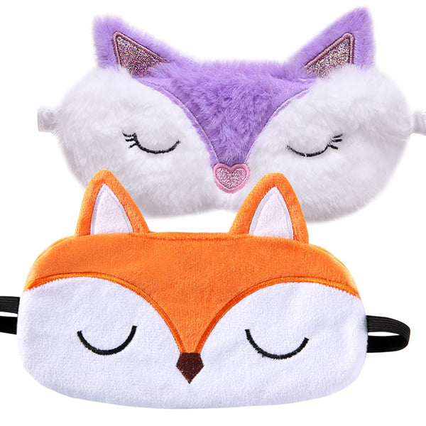 2 Pcs Kids Sleep Mask Shinywear Fox Sleeping Mask Eye Mask for Girls Boys Women Cute Sleep Mask Soft Plush Blindfold Eye Mask Covers for Sleep