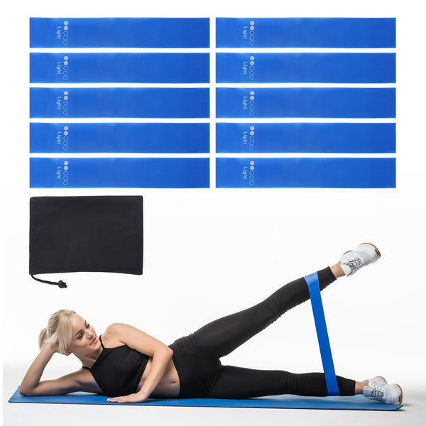 PATIKIL Resistance Loop Exercise Bands 12" Stretch Bands for Working Out 10 Pack Fitness Elastic Workout Bands with Carry Bag for Home Gym Physical Fitness Yoga Blue (30x5x0.05cm)